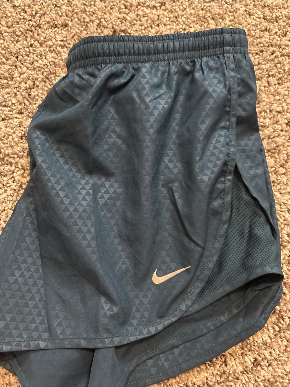 Nike womens Black Athletic Shorts with Subtle Triangle Print